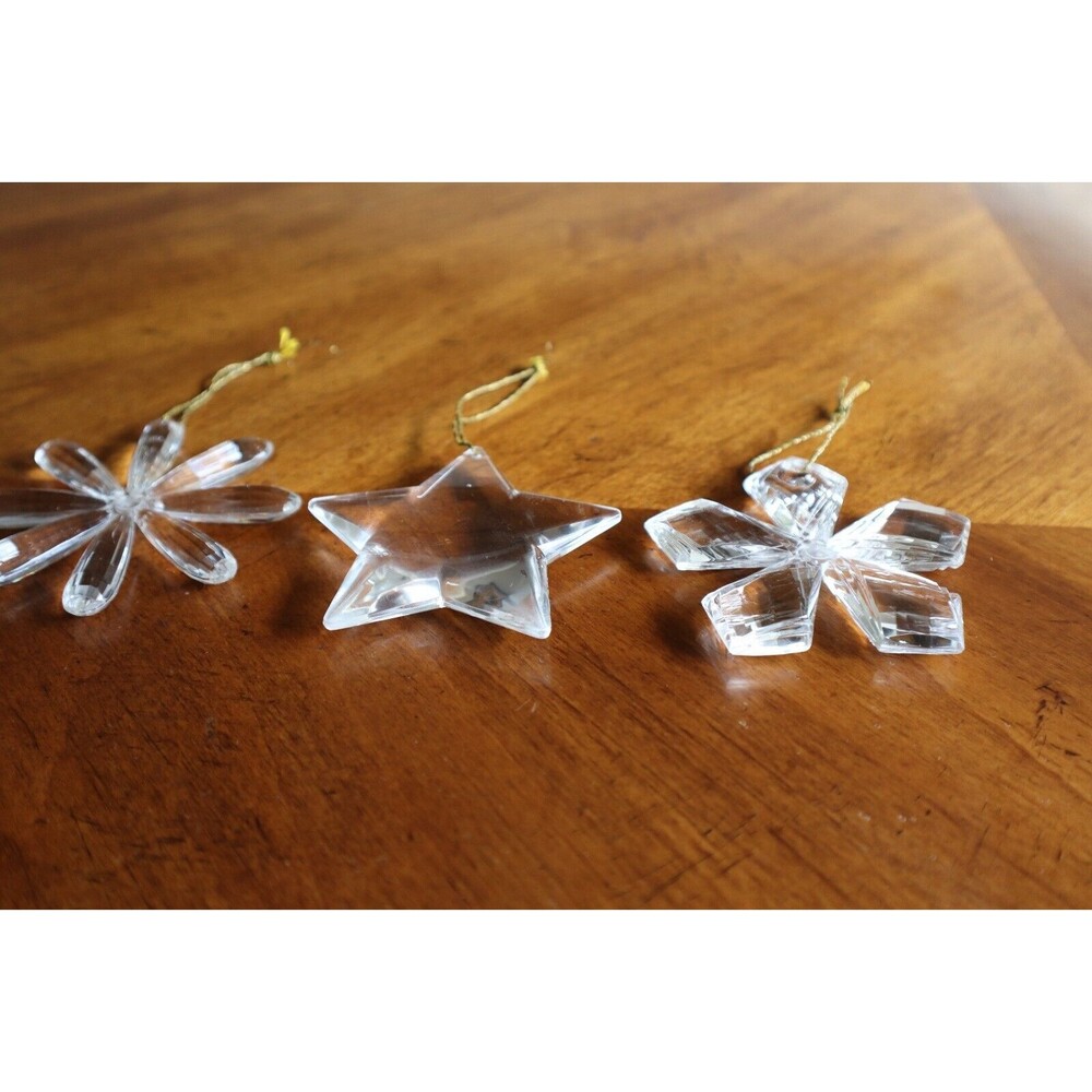 Lot of 5 Plastic Acrylic Clear Snowflake Ornaments Sun Face Celestial Sunburst - Picture 6 of 12